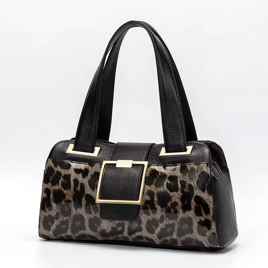 Classic Leopard Cowhide Crossbody Boston Bag – Chic & Stylish