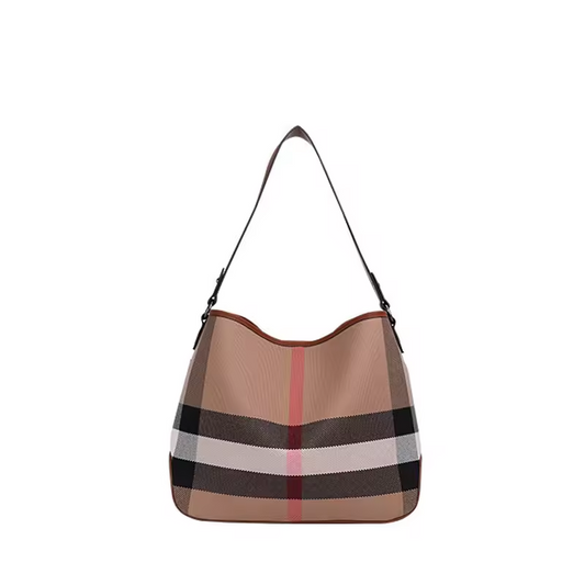 Stylish Canvas & Cowhide Underarm Shoulder Bag – Large Capacity
