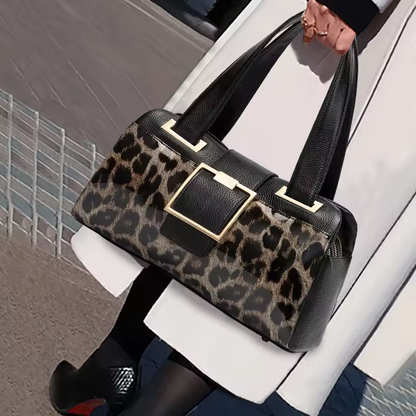 Classic Leopard Cowhide Crossbody Boston Bag – Chic & Stylish
