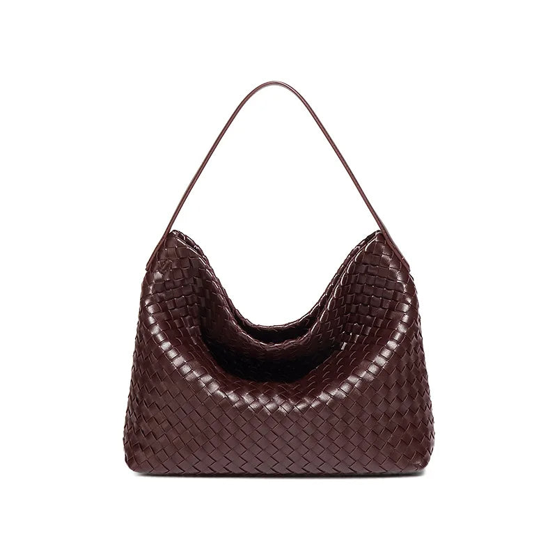 Vintage Matte Woven Tote Bag – Large Capacity Luxury Fashion Shoulder & Crossbody Bag for Women