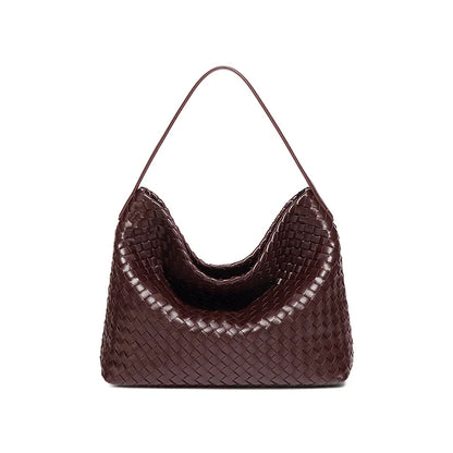 Vintage Matte Woven Tote Bag – Large Capacity Luxury Fashion Shoulder & Crossbody Bag for Women