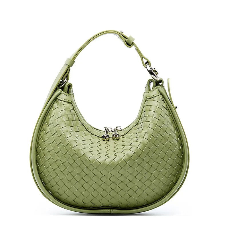 Genuine Leather Woven Shoulder Bag | Essence New York