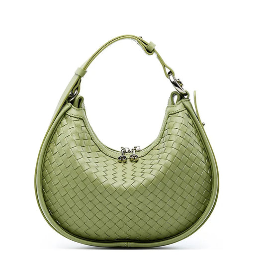 Genuine Leather Woven Shoulder Bag | Essence New York