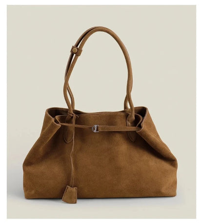 Luxury European Style Suede Tote Cowhide Shoulder Bag