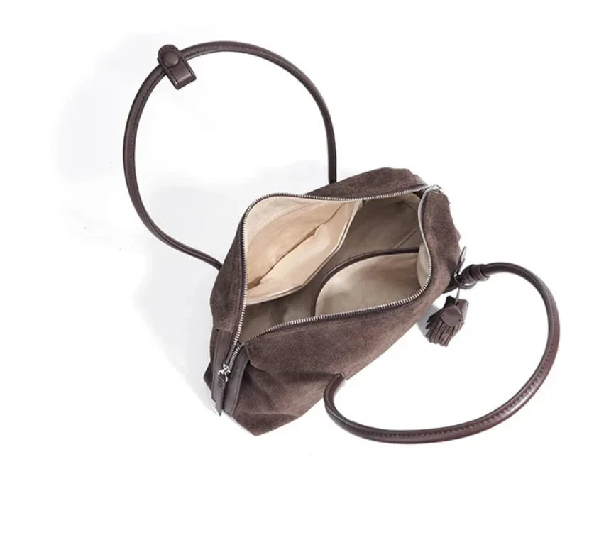 Luxury Suede Leather Crossbody Shoulder Bag