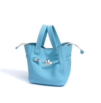 Genuine Leather Niche Lock Bucket Bag