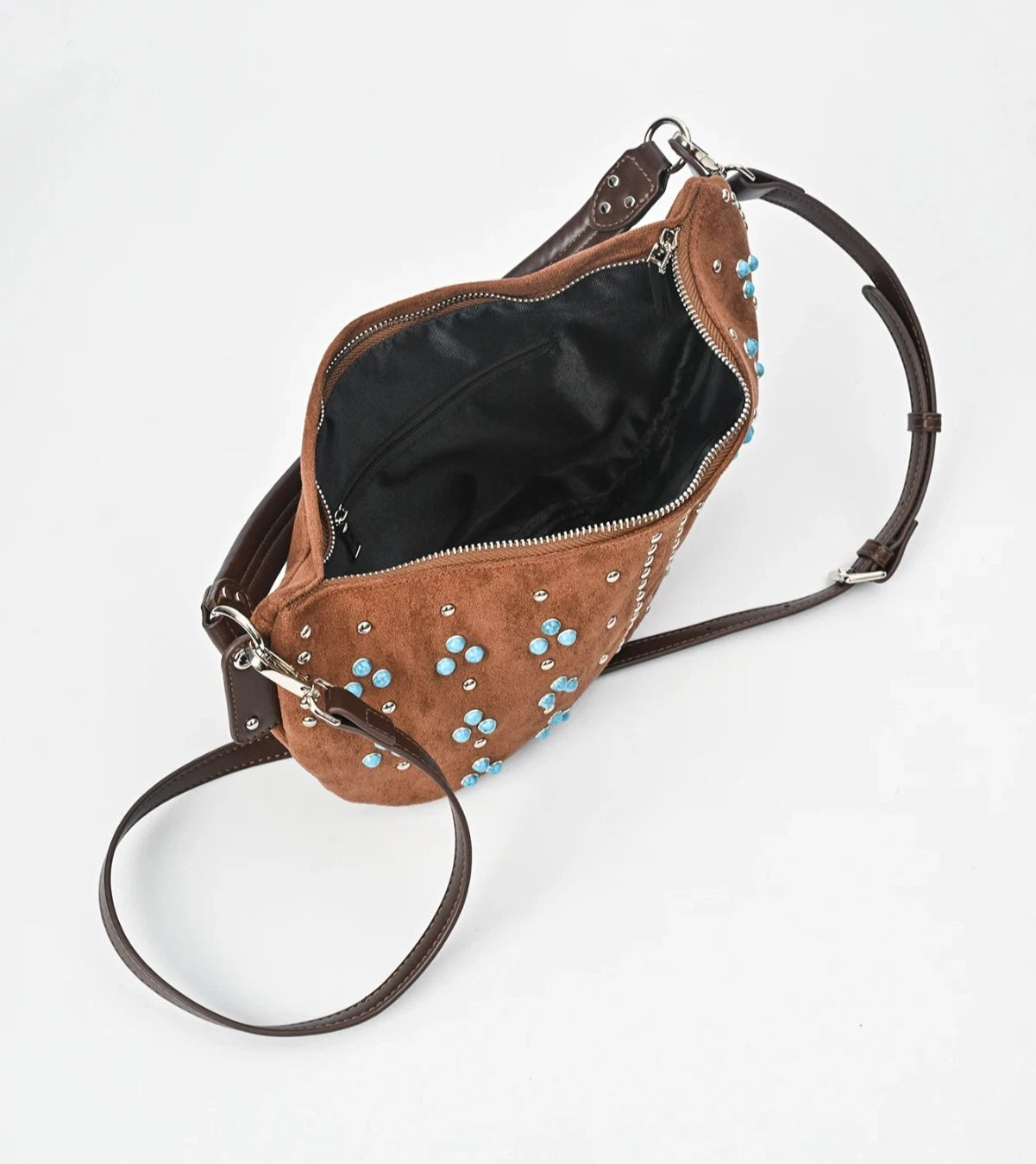 Vintage Gemstone-Inlaid Frosted vegan leather 2025 Shoulder Bag western cowboy