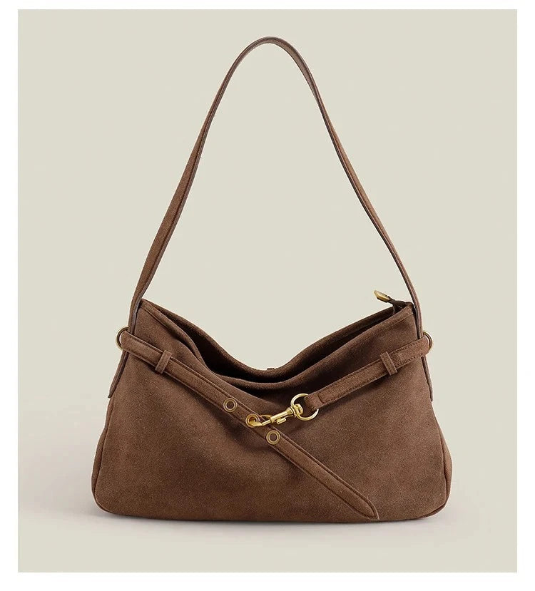 Genuine Cow Leather Tote Bag – Winter Suede Shoulder Bag Large Capacity Handbag