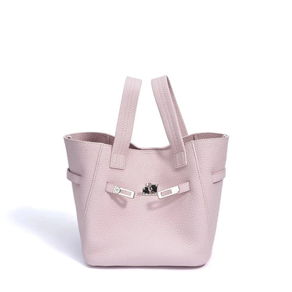 Genuine Leather Niche Lock Bucket Bag