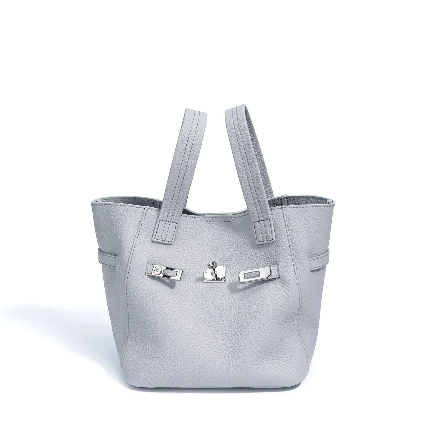 Genuine Leather Niche Lock Bucket Bag