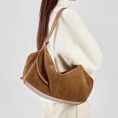 Women's Genuine Suede Cowhide Leather Shoulder Bag