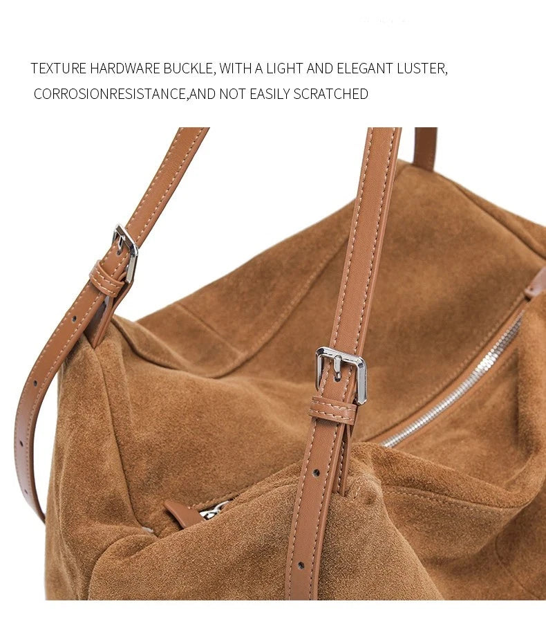 Women's Genuine Suede Cowhide Leather Shoulder Bag