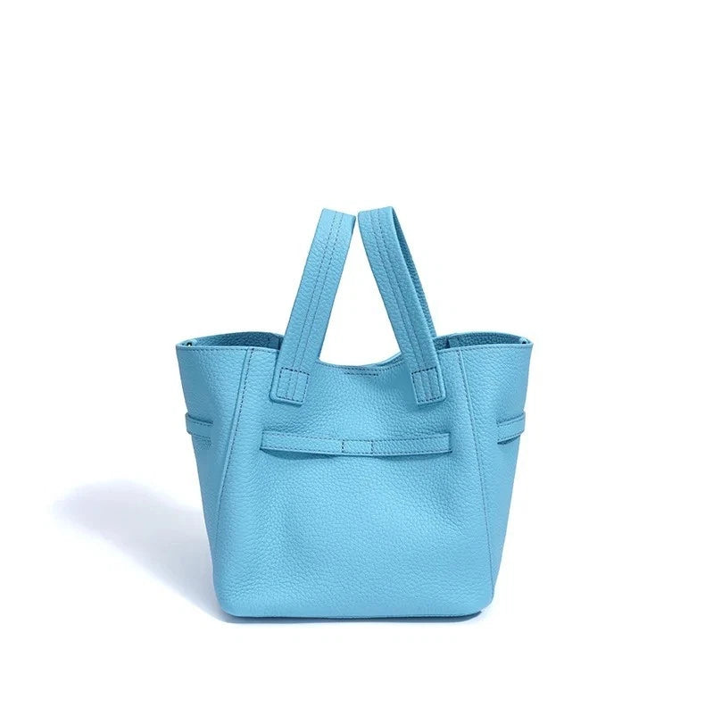 Genuine Leather Niche Lock Bucket Bag