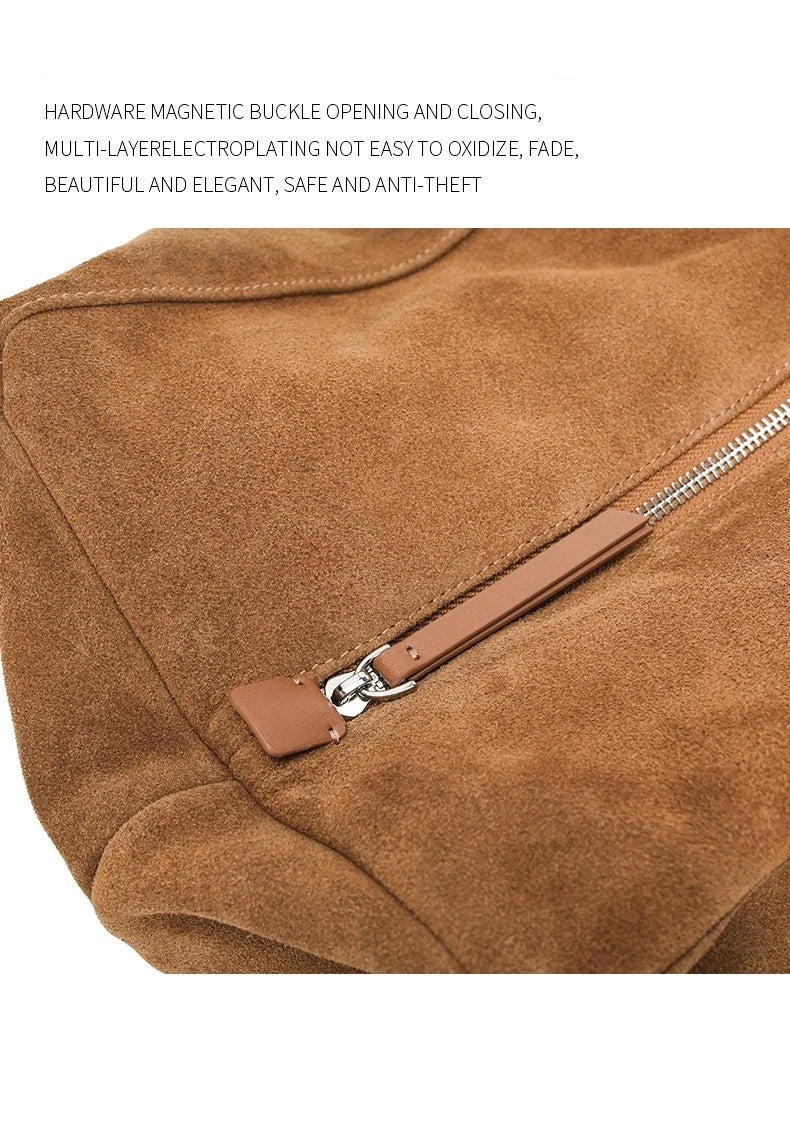 Women's Genuine Suede Cowhide Leather Shoulder Bag