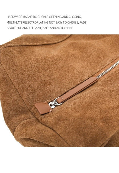 Women's Genuine Suede Cowhide Leather Shoulder Bag