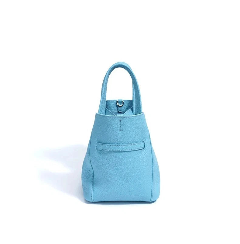 Genuine Leather Niche Lock Bucket Bag