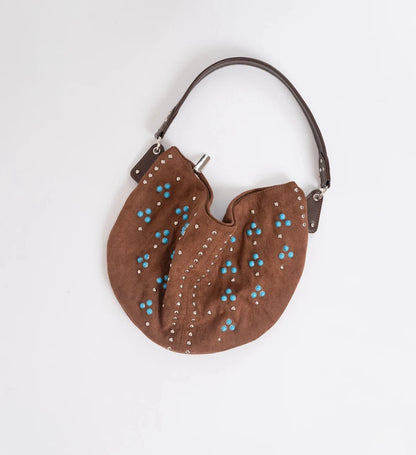 Vintage Gemstone-Inlaid Frosted vegan leather 2025 Shoulder Bag western cowboy