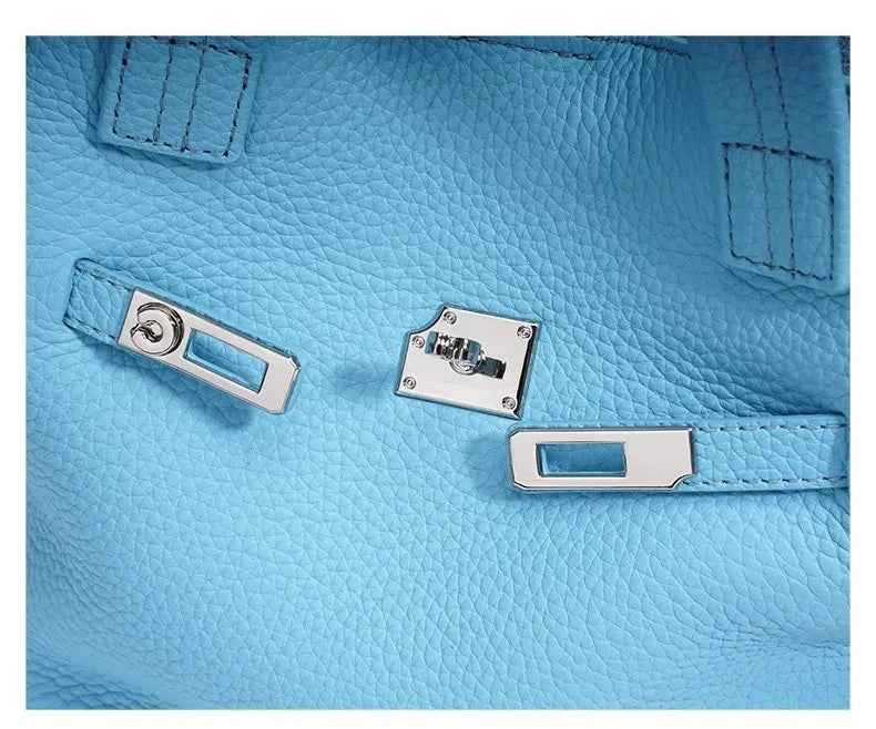 Genuine Leather Niche Lock Bucket Bag