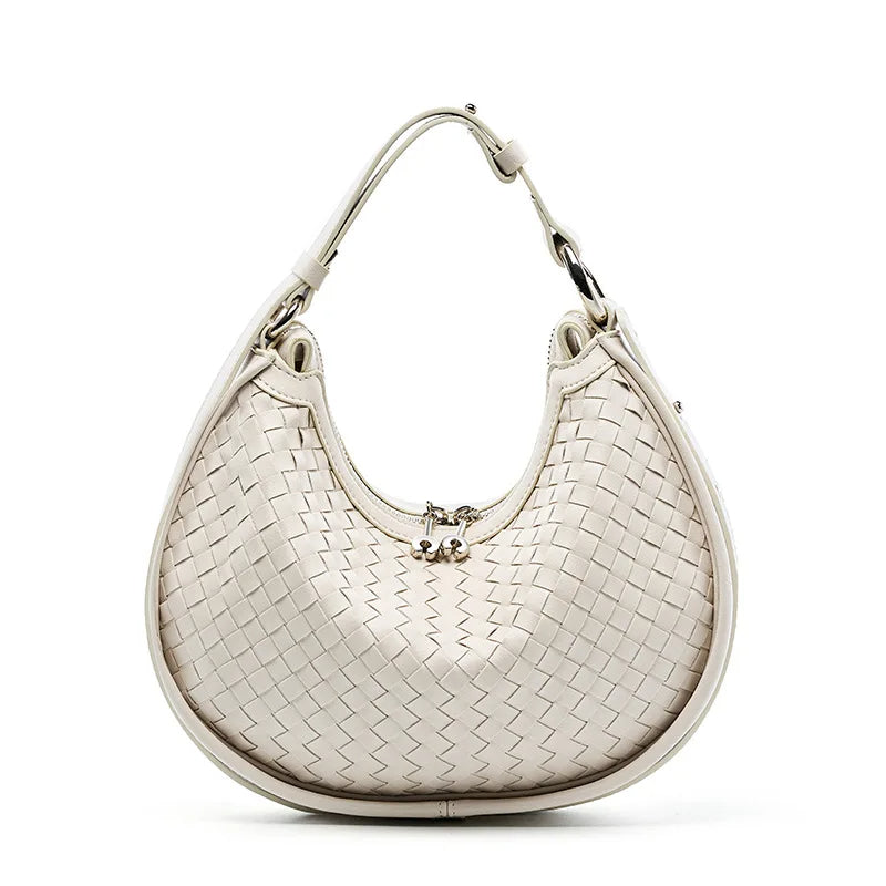 Genuine Leather Woven Shoulder Bag | Essence New York