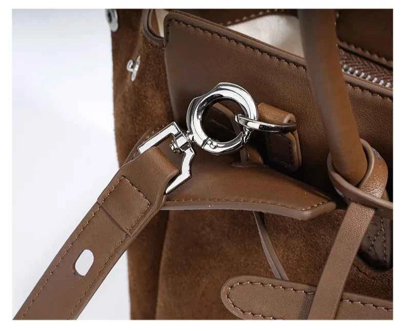 Women's Genuine Suede Leather Tote Handbag Crossbody Bag Office bag