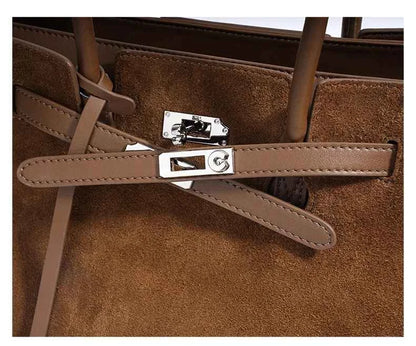 Women's Genuine Suede Leather Tote Handbag Crossbody Bag Office bag