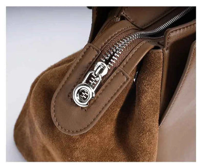 Women's Genuine Suede Leather Tote Handbag Crossbody Bag Office bag