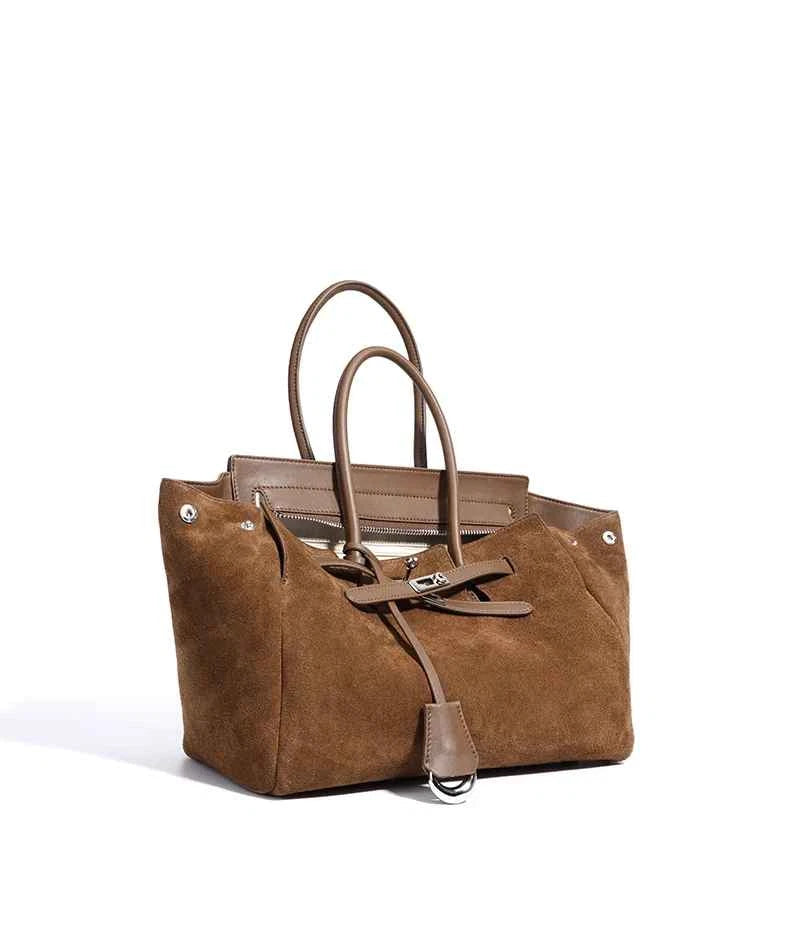 Women's Genuine Suede Leather Tote Handbag Crossbody Bag Office bag