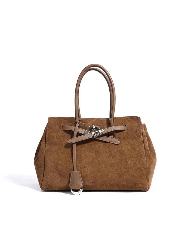 Women's Genuine Suede Leather Tote Handbag Crossbody Bag Office bag