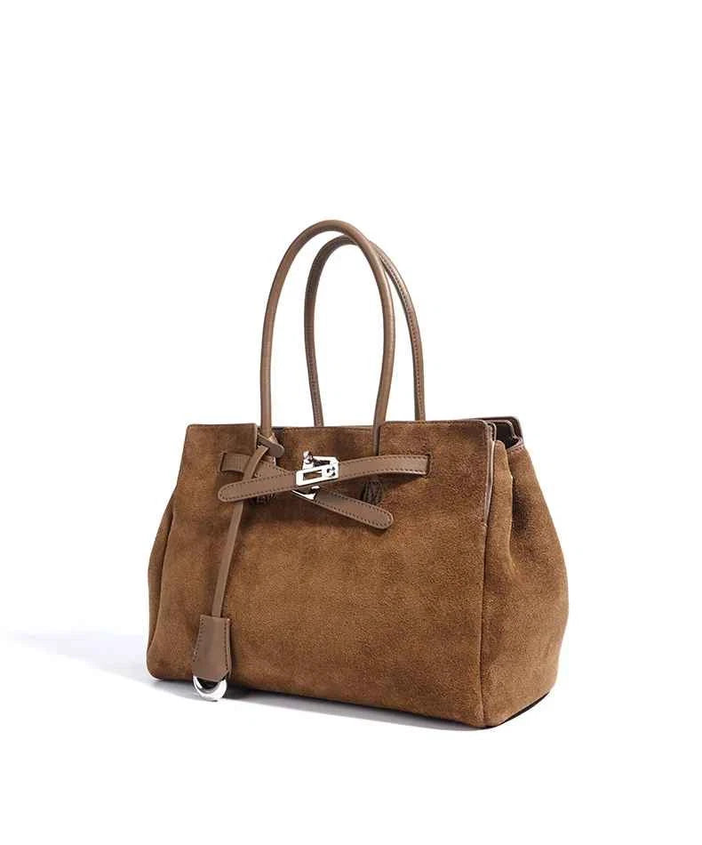 Women's Genuine Suede Leather Tote Handbag Crossbody Bag Office bag