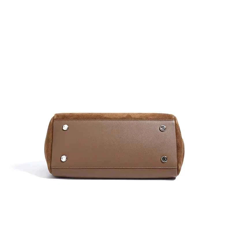 Women's Genuine Suede Leather Tote Handbag Crossbody Bag Office bag