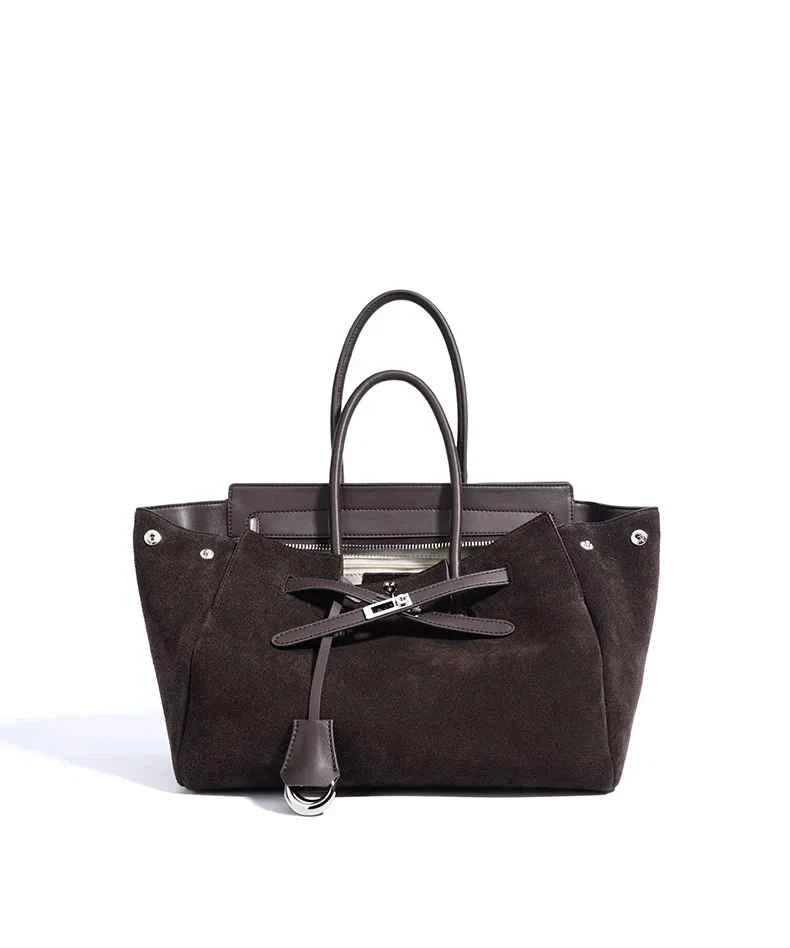 Women's Genuine Suede Leather Tote Handbag Crossbody Bag Office bag