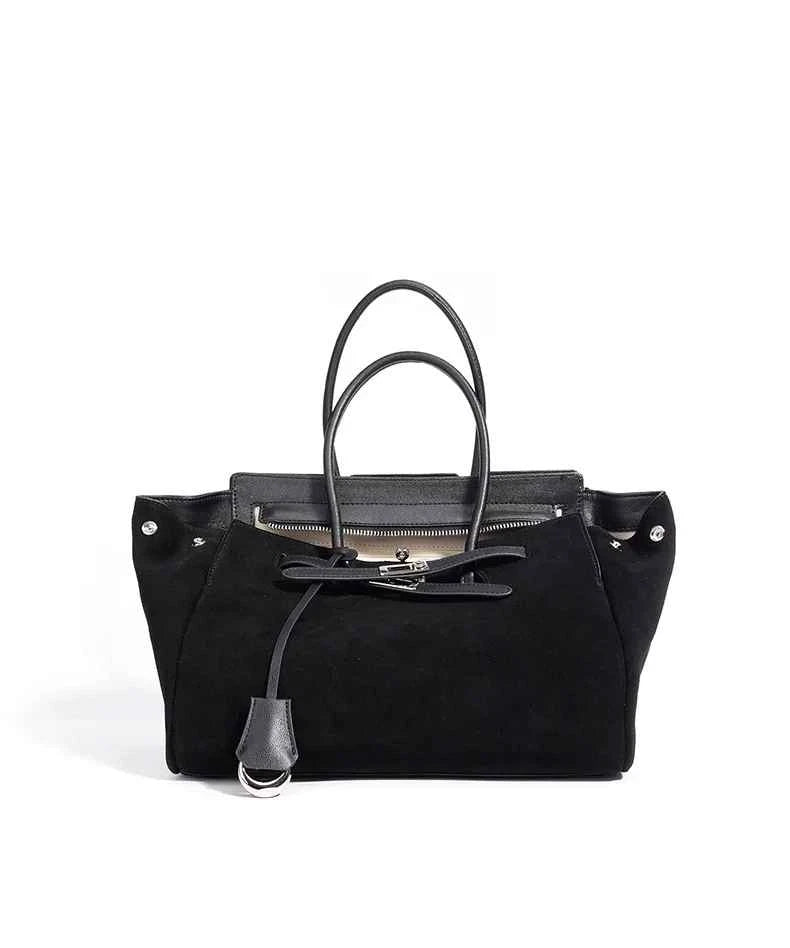 Women's Genuine Suede Leather Tote Handbag Crossbody Bag Office bag